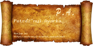 Petrányi Avarka névjegykártya